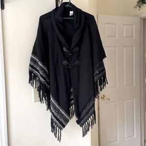 Black sweater poncho